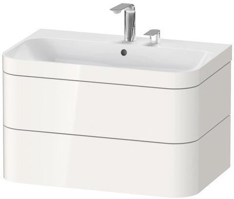 Duravit Waschtischset Happy D.2 Plus, 2 Schubkästen, 775x490 mm, Einrichtungssystem Ahorn Mitte Taupe Supermatt