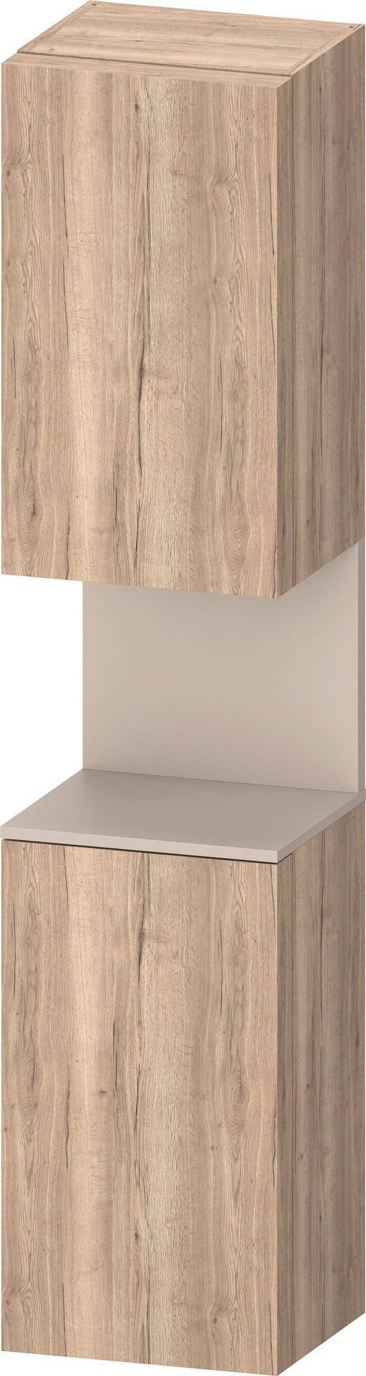 DURAVIT Qatego Hochschrank 400 mm, 2 Türen, weiß Hochglanz, Eiche Schw. Matt