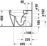 DURAVIT Stand-WC Happy D.2 570 mm Tiefspüler, Abgang waagerecht, weiß