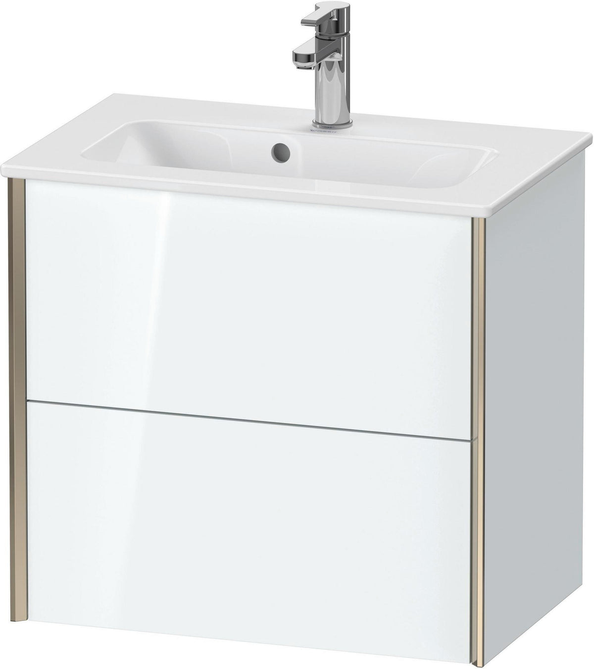 DURAVIT XViu Waschtischunterbau wandhängend 610 mm, 2 Schubladen, champagner matt/weiß matt