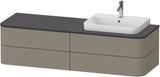 DURAVIT Happy D.2 Konsolenwaschtischunterbau 1600 mm taupe supermatt, 4 Schubkästen, Tip-On