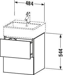 DURAVIT L-Cube Waschtischunterbau 544x484x459 mm, 2 Schubkästen, Weiß Matt, Wandmontage