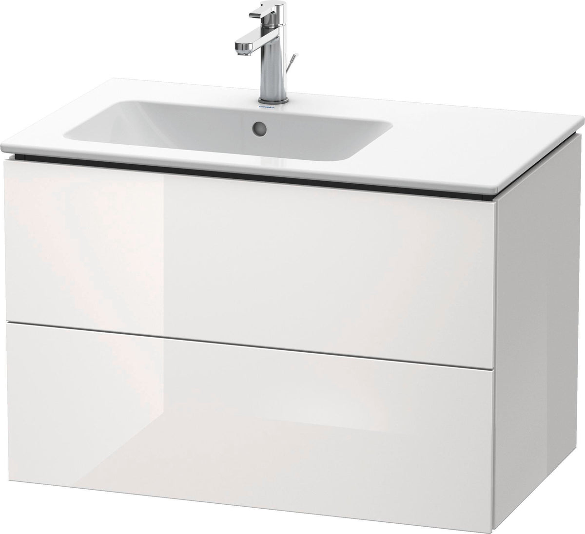 DURAVIT L-Cube Waschtischunterbau 820 mm betongrau matt – 2 Schubkästen, Becken links, wandhängend