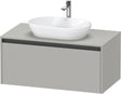 Duravit Ketho.2 Konsolen-Waschtischunterbau 1000 mm betongrau matt, wandhängend, 1 Auszug, Soft-Close