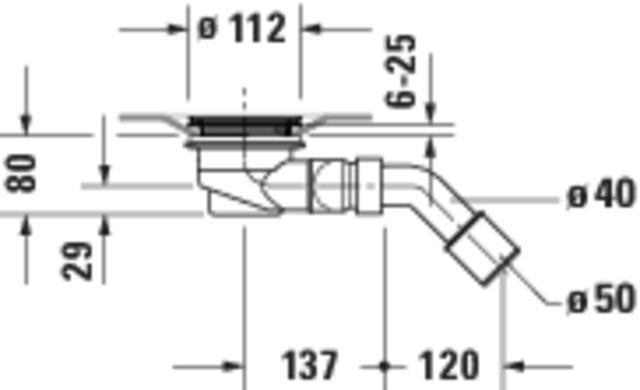 DURAVIT Sustano Duschwannenablauf 90 mm, Abgang waagrecht, DN 50, 50 mm Sperrwasserhöhe