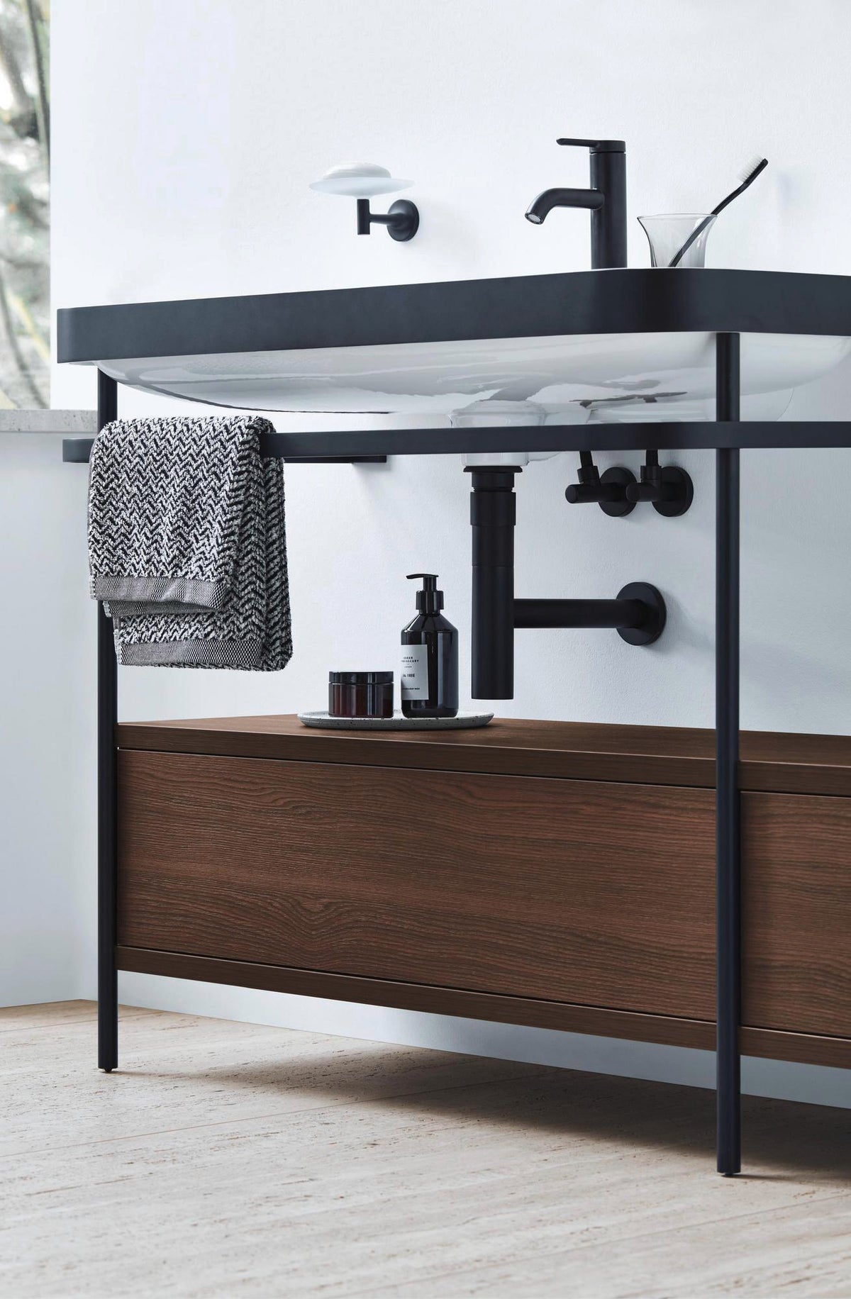 Duravit C.1 Einhebel-Waschtischmischer M mit Zugstange, Schwarz Matt