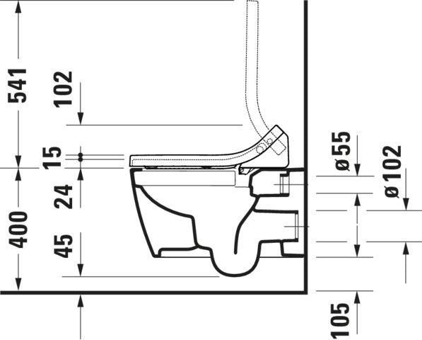 DURAVIT ME by Starck Wand-WC 570 mm spülrandlos mit WonderGliss für Dusch-WC