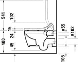 DURAVIT ME by Starck Wand-WC 570 mm spülrandlos mit WonderGliss für Dusch-WC
