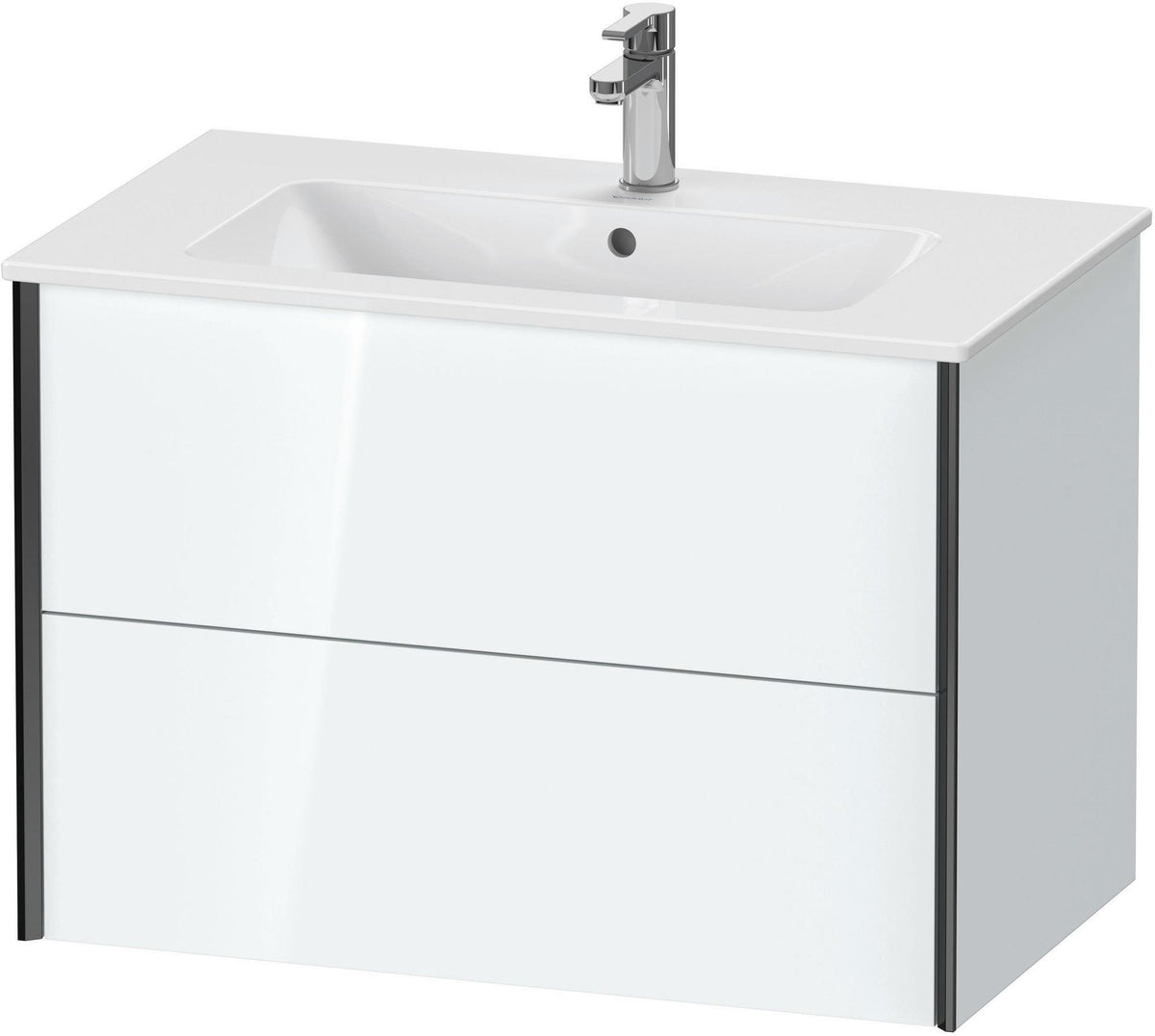 Duravit XViu Waschtischunterbau wandhängend 810 mm, 2 Schubkästen, champagner matt/weiß matt – ohne Griff, mit Tip-On-Technik