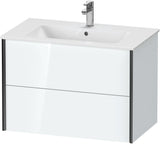 Duravit XViu Waschtischunterbau wandhängend 810 mm, 2 Schubkästen, champagner matt/weiß matt – ohne Griff, mit Tip-On-Technik