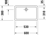 Duravit Vero Aufsatzbecken 600 mm weiß geschliffen ohne Überlauf ohne Hahnloch