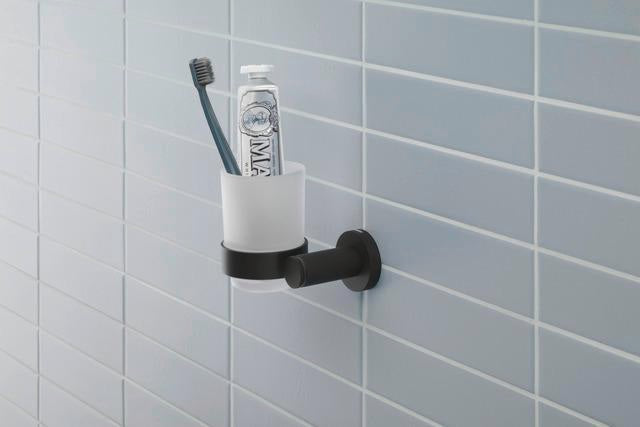 DURAVIT D-Code Glashalter mit Glas links in Chrom – Wandmontage, verchromt, inkl. Befestigungsmaterial