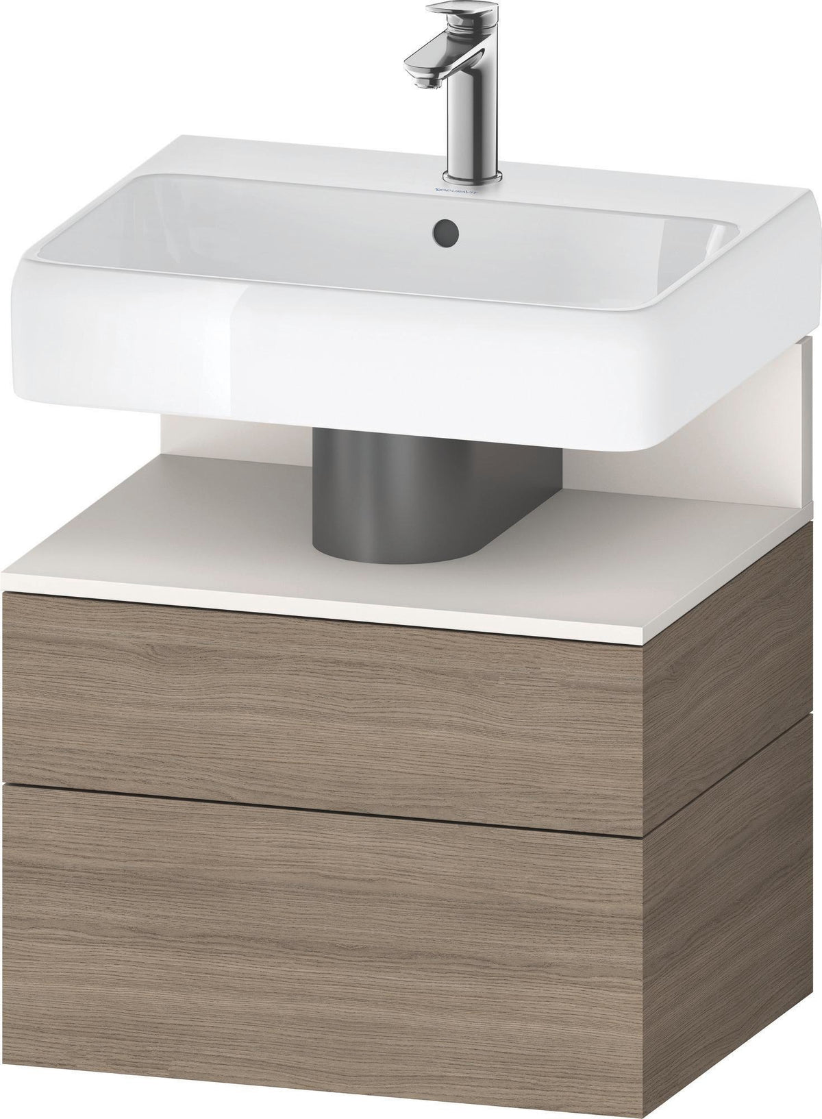 DURAVIT Qatego Waschtischunterbau 590 mm Eiche Terra Matt mit 1 Auszug und Tip-On Technik