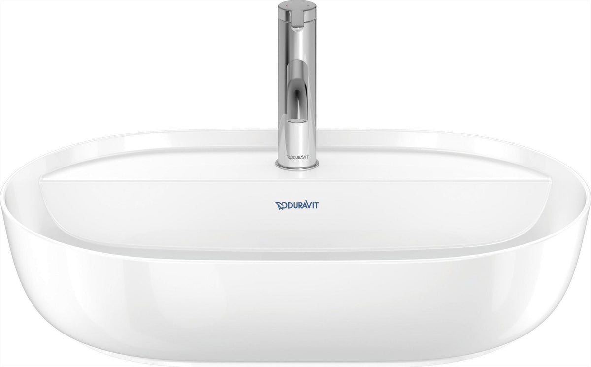 DURAVIT Aufsatzbecken Luv 600 mm weiß mit Hahnlochbank und Halbsäule, ohne Überlauf