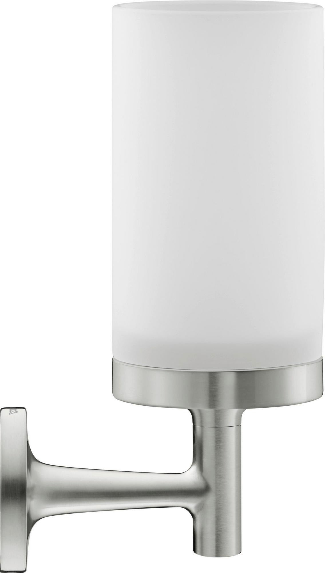 DURAVIT Starck T Zahnputzbecher, Chrom, Akzentfarbe Weiß Matt, 65x98x173 mm, Glas, Messing