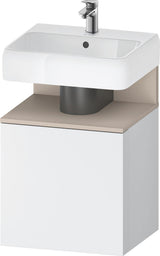 DURAVIT Qatego Waschtischunterbau 490 mm wandhängend, 1 Tür links, Weiß Matt mit Eiche Schwarz Nische