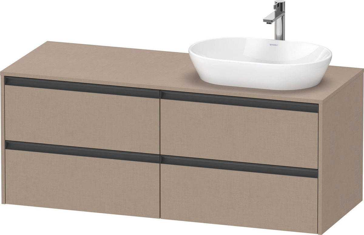 Duravit Ketho.2 Waschtischunterbau 1400 mm betongrau matt mit 4 Schubkästen