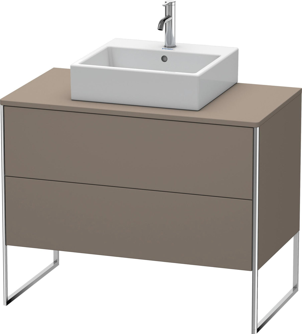 DURAVIT XSquare Waschtischunterbau 1000 mm, bodenstehend, Flannel Grey Hochglanz, 2 Schubkästen