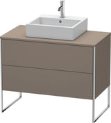 DURAVIT XSquare Waschtischunterbau 1000 mm, bodenstehend, Flannel Grey Hochglanz, 2 Schubkästen