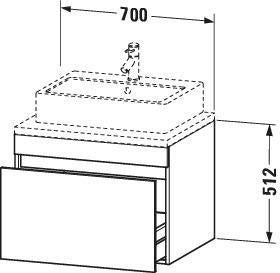 Duravit DuraStyle Konsolenwaschtischunterbau 700 mm betongrau matt mit 1 Auszug und Soft-Close