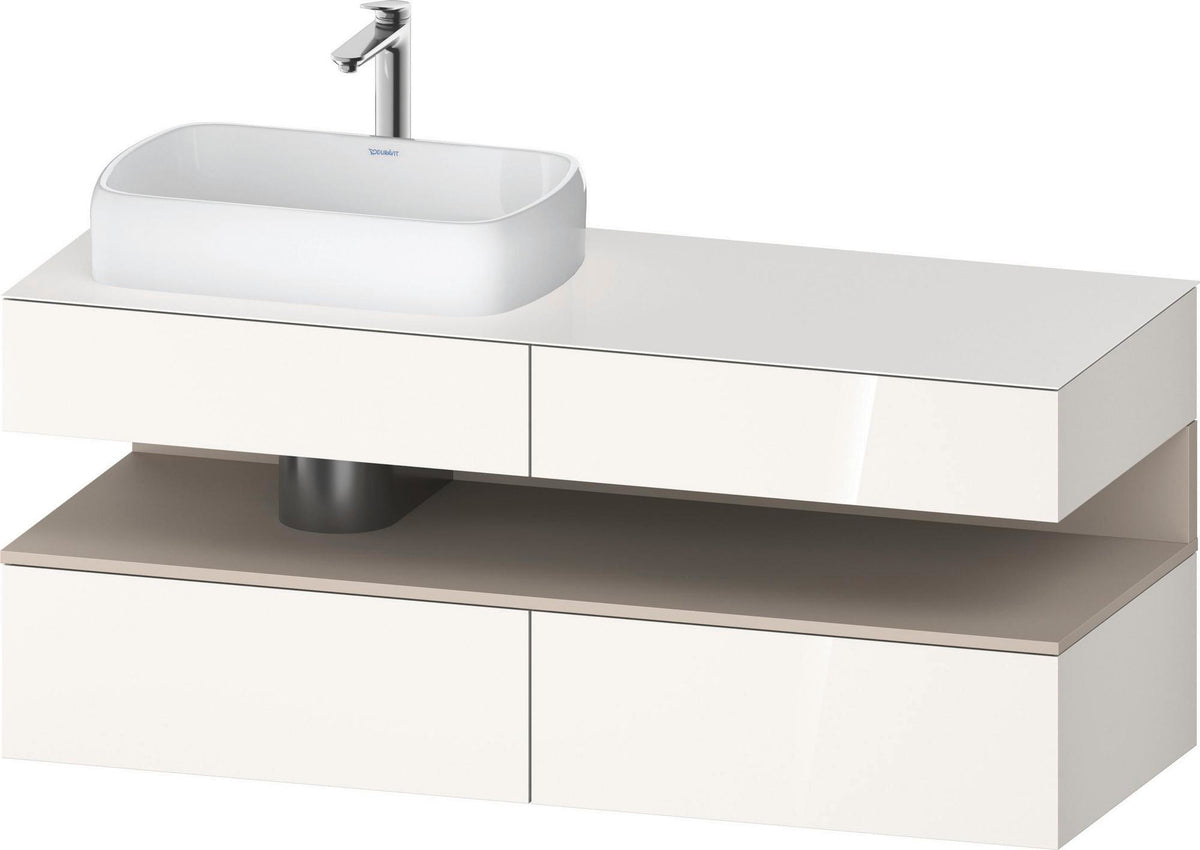 Duravit Qatego Konsolenwaschtischunterbau 1400 mm weiß hochglanz mit Eiche schwarz Nische