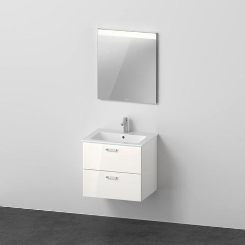 DURAVIT XBase Möbel-Set 630 mm mit Waschtisch, Unterbau, 2 Schubladen & Spiegel – Weiß Glänzend