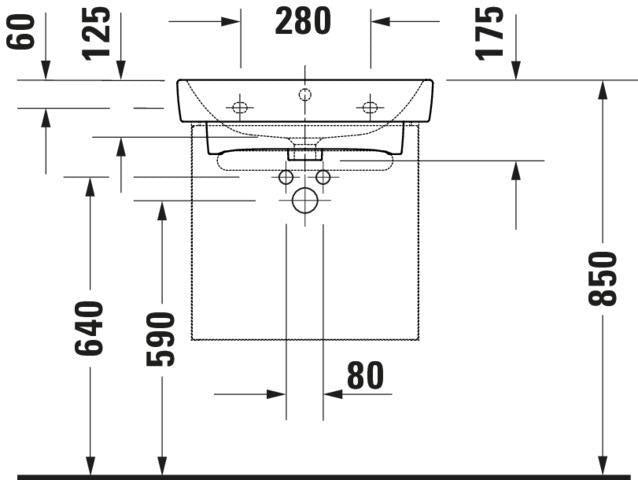 Duravit No.1 Möbelwaschtisch 550 mm weiß mit Überlauf und Hahnlochbank