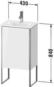 Duravit XSquare Waschtischunterbau 840 mm mit Tür, taubenblau seidenmatt – bodenstehend