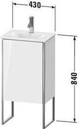 Duravit XSquare Waschtischunterbau 840 mm mit Tür, taubenblau seidenmatt – bodenstehend