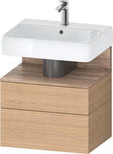 DURAVIT Qatego Waschtischunterbau 590 mm wandhängend, 1 Auszug, weiß Hochglanz, Nische Eiche Schwarz