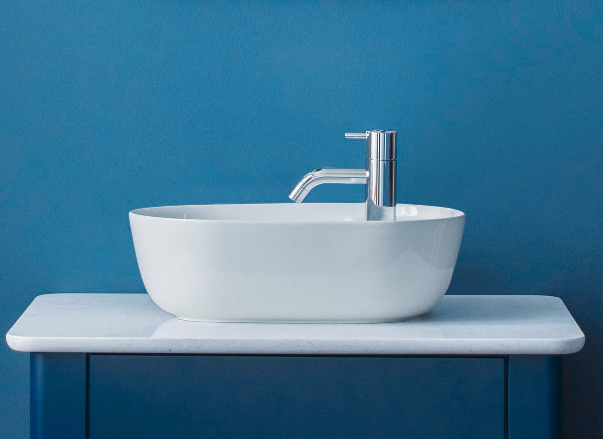 DURAVIT Luv Quarzsteinkonsole 688x475mm mit 1 Ausschnitt, weiß struktur – Designerin Cecilie Manz