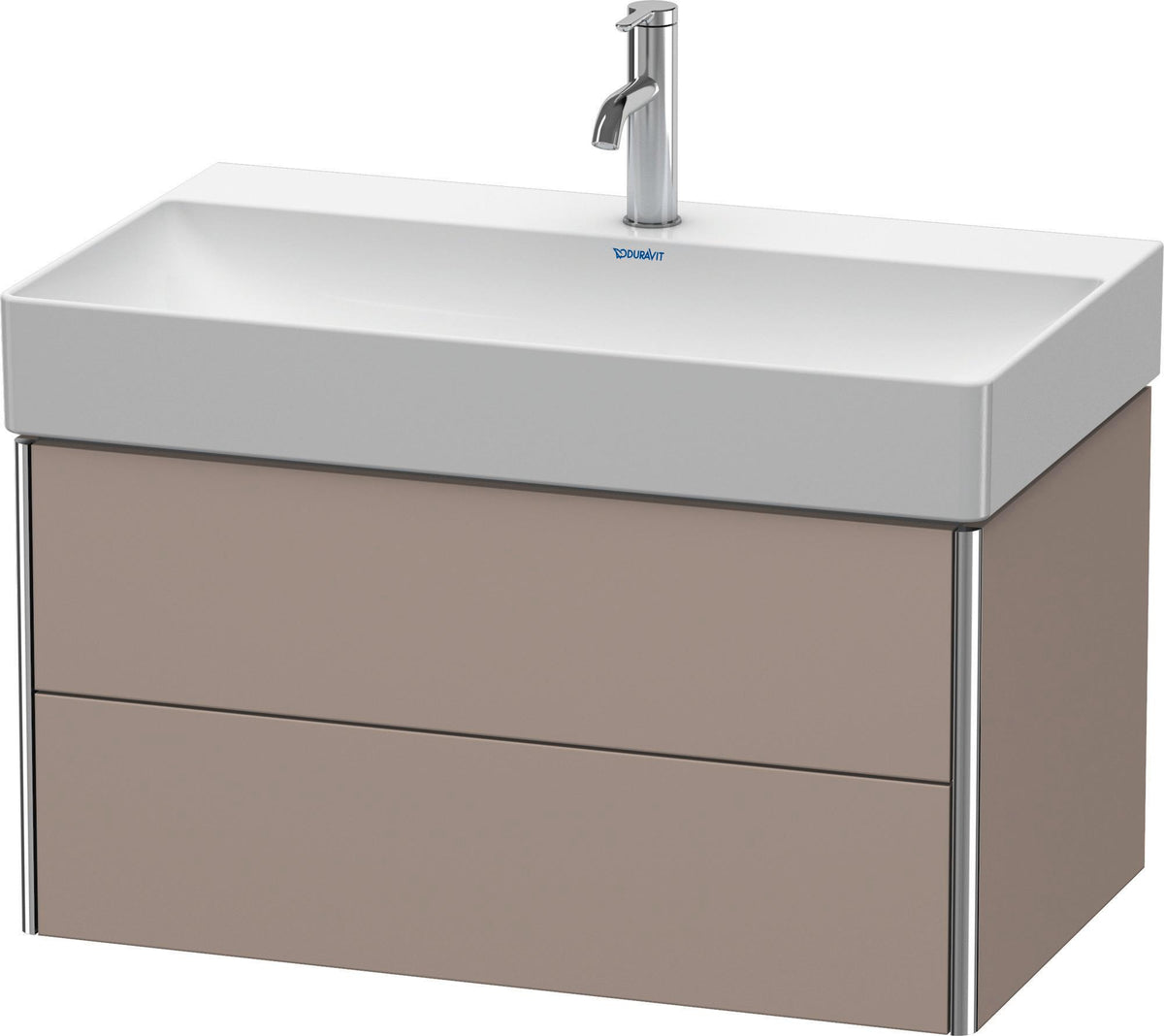 Duravit XSquare Waschtischunterbau 784 mm, 2 Schubkästen, Basalt Matt – Wandhängend mit Tip-On