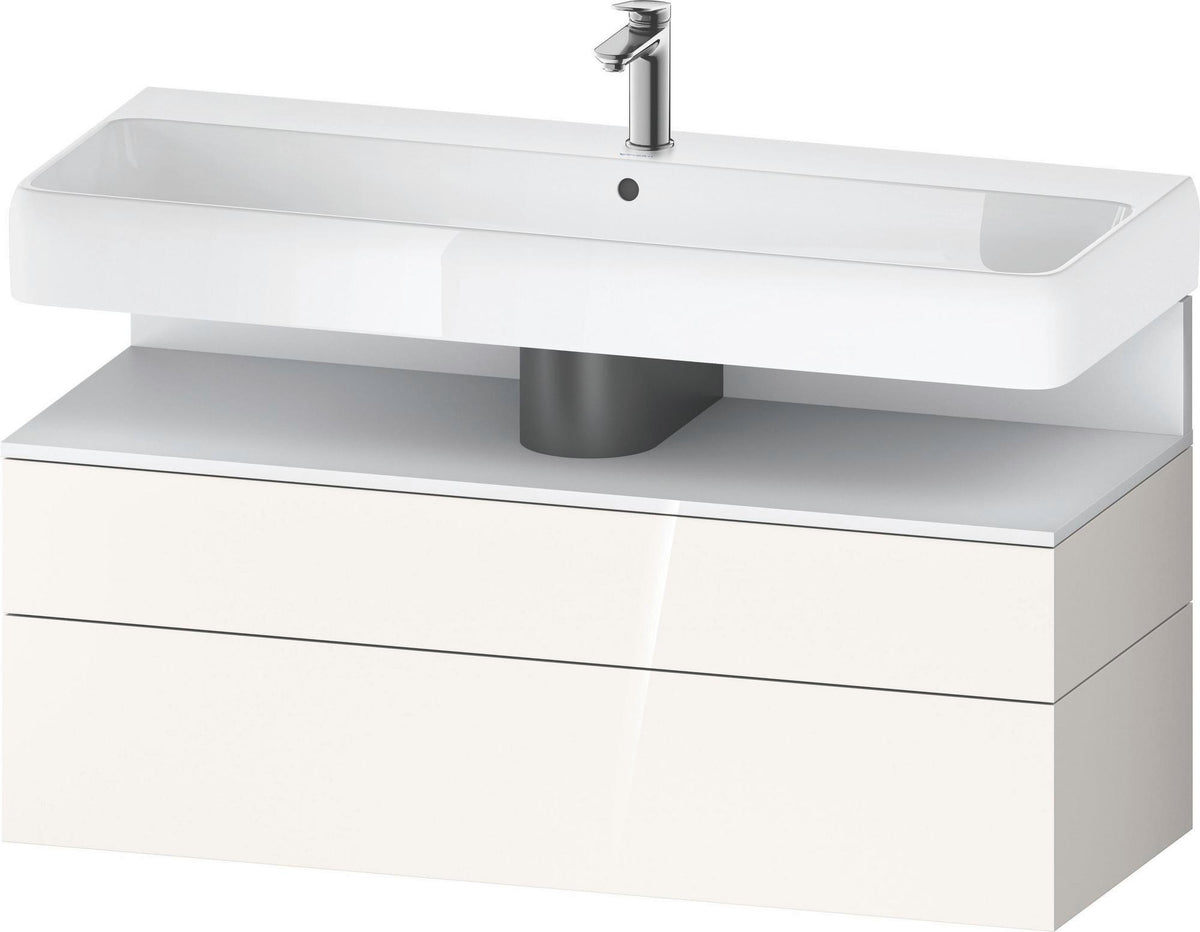 Duravit Qatego Waschtischunterbau 1190 mm – Weiß Matt mit Eiche Schwarz Nische, 1 Auszug, LED