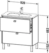 Duravit Waschtischunterbau Brioso Compact 683 mm betongrau matt mit 2 Auszügen