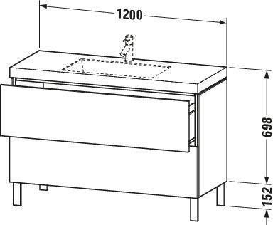 DURAVIT L-Cube c-bonded Waschtischset 1200 mm, weiß hochglanz, 2 Auszüge, bodenstehend