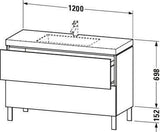 DURAVIT L-Cube c-bonded Waschtischset 1200 mm, 2 Auszüge, Schwarz Hochglanz, wandmontiert