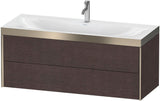 Duravit XViu c-bonded Waschtischunterbauset 1200 mm, 2 Schubkästen, champagner matt/eiche dunkel