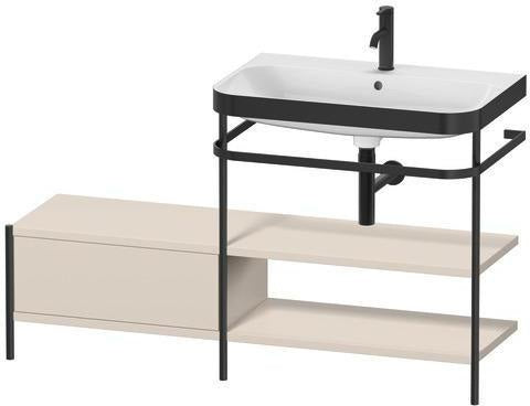 Duravit Waschtischset Happy D.2 Plus 1400 mm Taupe Supermatt mit Nussbaum-Einrichtungssystem