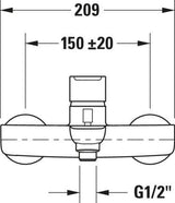 DURAVIT B.1 Einhebel-Wannenmischer Aufputz Chrom – Keramikmischsystem, 145 mm Ausladung