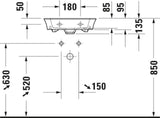 Duravit Handwaschbecken White Tulip 450 mm weiß mit WonderGliss – Wandhängend, 1 Hahnloch
