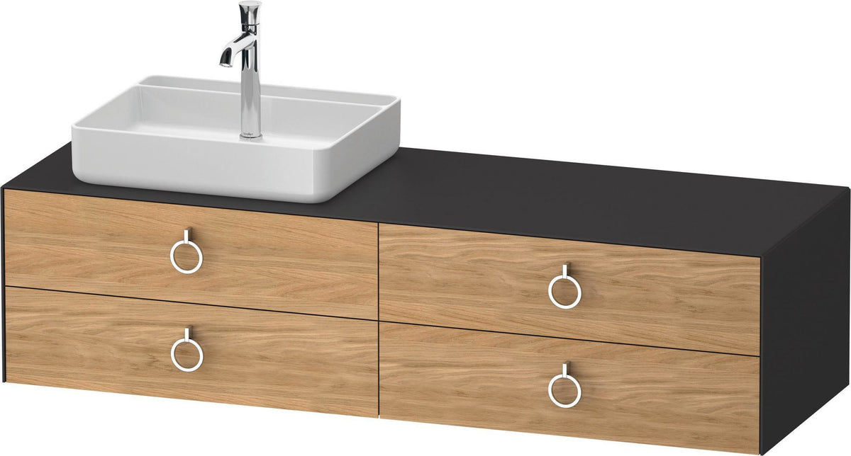 DURAVIT White Tulip Konsolenwaschtischunterbau 1600 mm, 4 Schubkästen, Weiß Seidenmatt, Philippe Starck