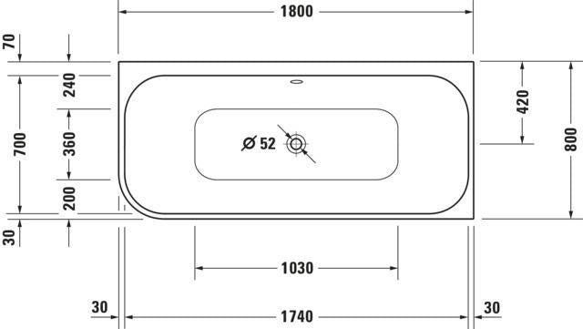 DURAVIT Whirlwanne Happy D.2Plus 1800x800mm Ecke rechts, Air-System, Graphit Supermatt