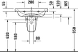 Duravit D-Code Waschtisch 650x480mm weiß mit Überlauf, 1 Hahnloch, wandhängend
