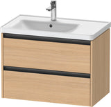 Duravit Ketho.2 Waschtischunterbau 784 mm betongrau matt mit 2 Schubkästen und Becken links