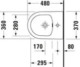 DURAVIT Wand-Bidet Soleil by Starck 480 mm Weiß mit Überlauf und Hahnlochbank