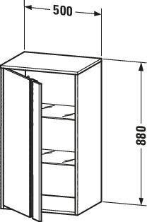 DURAVIT Ketho Halbhochschrank 500 mm Eiche Terra – 1 Tür links, Soft-Close, wandhängend