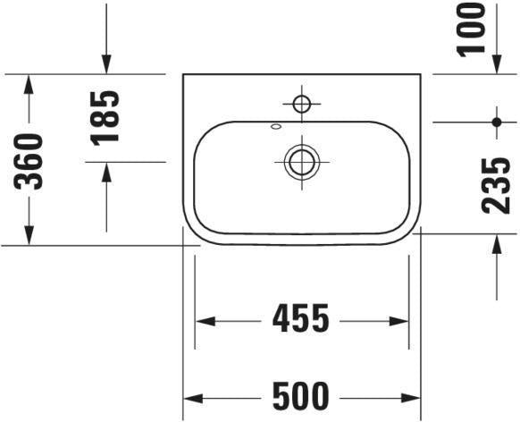 DURAVIT Happy D.2 Möbel-Handwaschbecken 500 mm mit Überlauf und Hahnlochbank, weiß