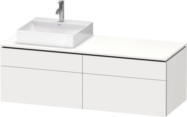 Duravit L-Cube Waschtischunterbau 1420 mm taupe supermatt links – wandhängend mit Tip-On
