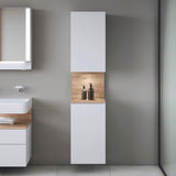 DURAVIT Qatego Hochschrank 400 mm Eiche Schwarz Matt – 2 Türen, Soft-Close, Tip-on