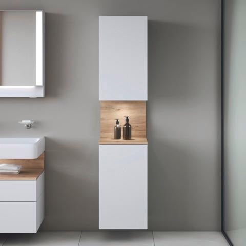 DURAVIT Qatego Hochschrank 400x360x1760mm, 2 Türen, Eiche Schwarz Matt – Wandhängend